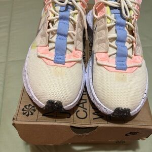 Nike Cream and Pink Sneakers with Blue Accents